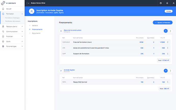 Gestion financière e-parcours