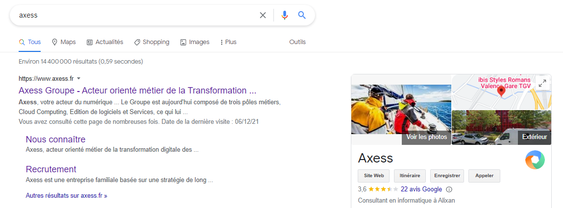 Capture - Recherche Google Axess