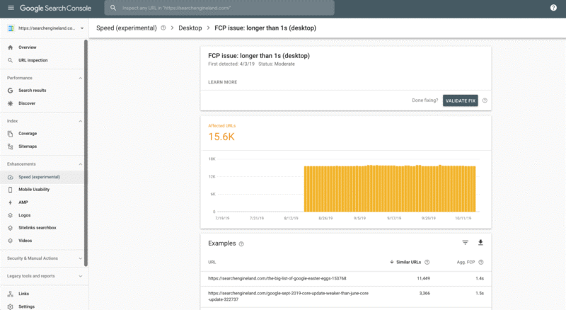 SEO chargement Search console performances