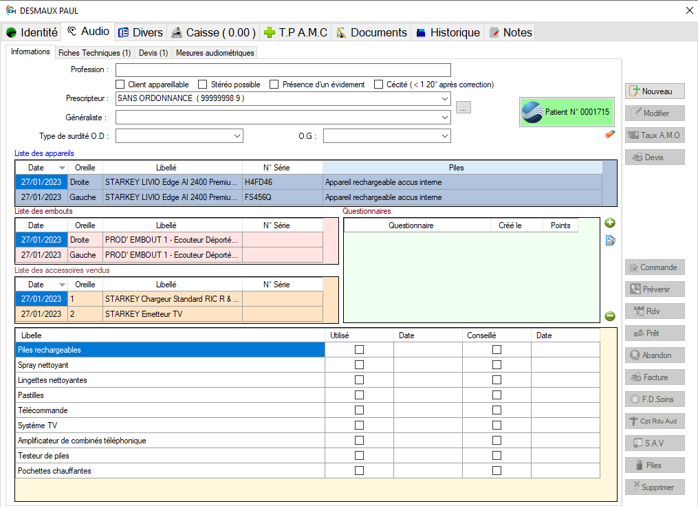 FICHE PATIENT INTERFACEE AVEC NOAH - IDM AUDIO