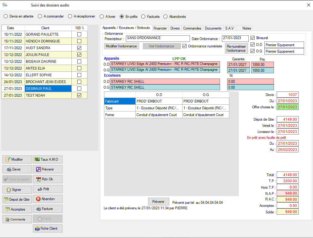 GESTION DES ETATS DOSSIERS PATIENTS - IDM AUDIO