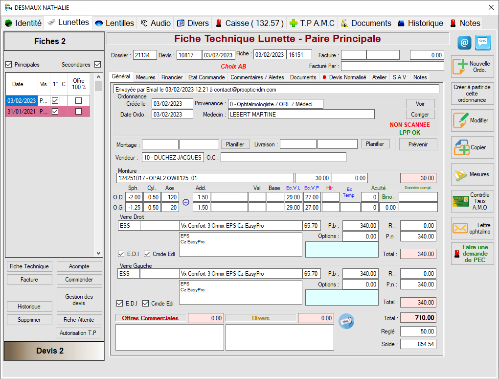 Gestion des dossiers lunettes- IDM Optic