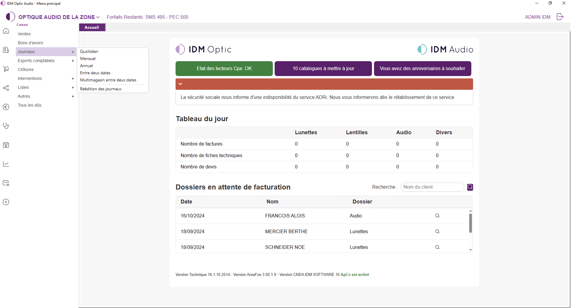 IDM Optic Accueil logiciel de gestion opticien