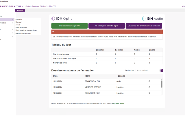 IDM Optic Accueil logiciel de gestion opticien